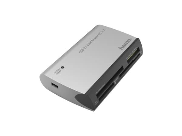 Hama All in One, CF, CF-tyyppi II, MMC, MMC+, MS Duo, MS PRO, MS PRO Duo, MS Pro-HG Duo, Muistitikku (MS),..., Musta, Hopea, 480 Mbit/s, Tila, Window