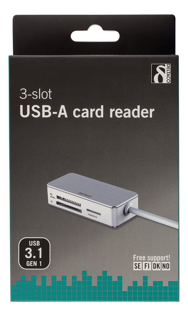 USB-A memory card reader, SDHC/microSD/MS PRO/DUO,white/silv