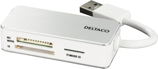 USB-A memory card reader, SDHC/microSD/MS PRO/DUO,white/silv