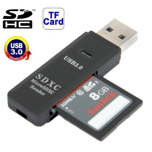 USB 3.0-kortleser for Micro-SD og SD(HC) med høy dataoverføringshastighet