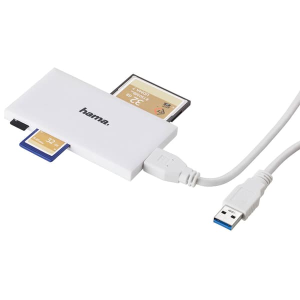 HAMA Kortæser USB 3.0 Multi SD/Micro/CF/MS Hvid