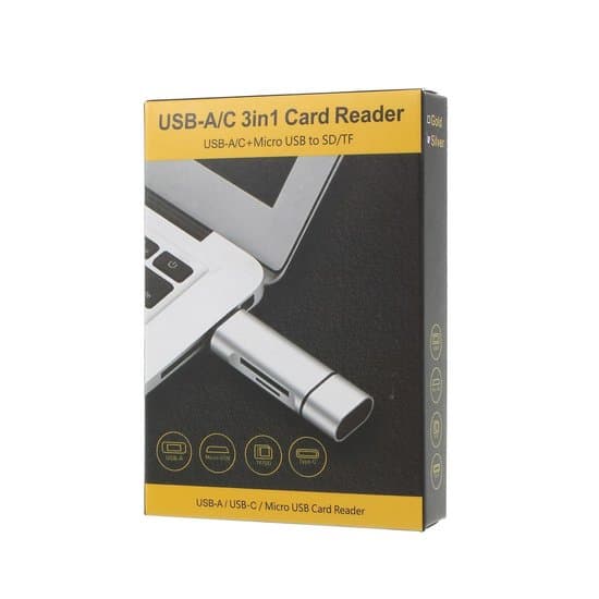 SD / Micro SD kortlæser USB-C, Micro USB og USB-A til MacBook, iPad pro, Windows, Samsung Galaxy osv.