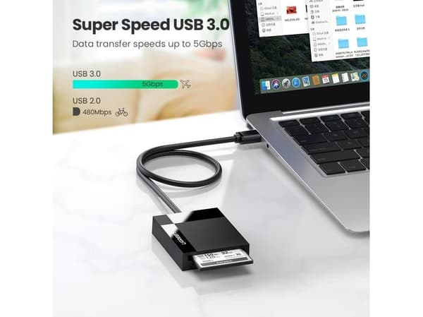 Ugreen - Kortläsare - allt-i-ett (CF 1, CF II, MS, MMC, SD, TransFlash, microSD, SDHC, microSDHC, SDXC) - USB 3.0