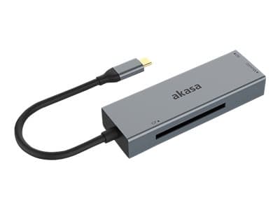 Akasa - Kortläsare (CF 1, CF II, SD, microSD, SDHC, microSDHC, SDXC, microSDXC, SDHC UHS-II, SDHC UHS-II, microSDHC UHS-II, microSDXC UHS-II) - USB-C