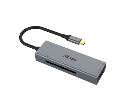 Akasa - Kortläsare (CF 1, CF II, SD, microSD, SDHC, microSDHC, SDXC, microSDXC, SDHC UHS-II, SDHC UHS-II, microSDHC UHS-II, microSDXC UHS-II) - USB-C