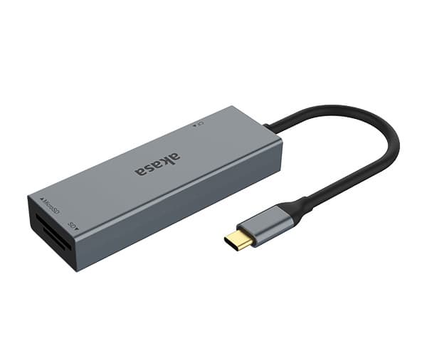 Akasa - Kortläsare (CF 1, CF II, SD, microSD, SDHC, microSDHC, SDXC, microSDXC, SDHC UHS-II, SDHC UHS-II, microSDHC UHS-II, microSDXC UHS-II) - USB-C
