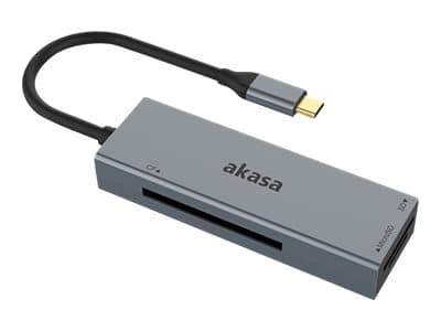 Akasa - Kortläsare (CF 1, CF II, SD, microSD, SDHC, microSDHC, SDXC, microSDXC, SDHC UHS-II, SDHC UHS-II, microSDHC UHS-II, microSDXC UHS-II) - USB-C