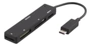 DELTACO USB 2.0 memory card reader, USB-C, 4-slot, black