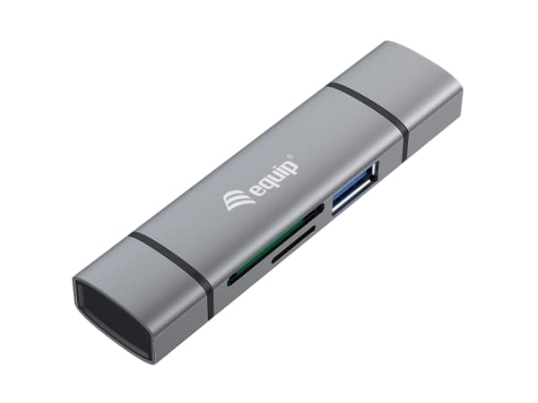 Equip 245460, MicroSD (TransFlash), MicroSDHC, SD, SDHC, Grå, CE &amp; RoHS, USB 3.2 Gen 1 (3.1 Gen 1) Type-A/Type-C, Windows 10, Windows 7, Windows