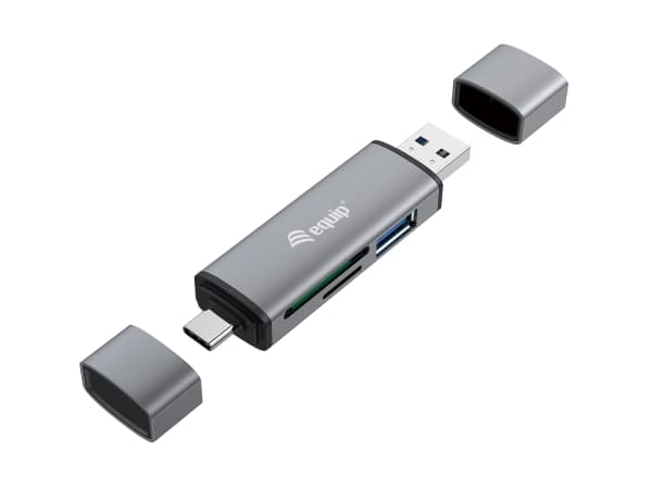 Equip 245460, MicroSD (TransFlash), MicroSDHC, SD, SDHC, Grå, CE &amp; RoHS, USB 3.2 Gen 1 (3.1 Gen 1) Type-A/Type-C, Windows 10, Windows 7, Windows