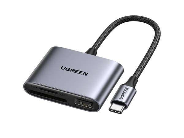 Kortin + USB-lukija, UGREEN CM387, USB-C (musta)