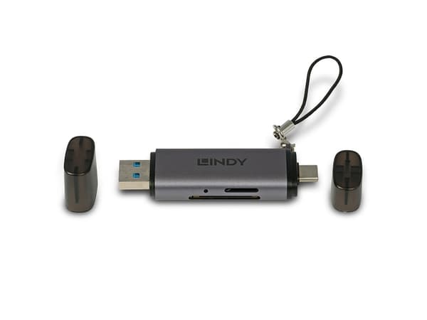 Lindy 43335, MiniSD, SD, Sort, Grå, 5000 Mbit/s, USB 3.2 Gen 1 (3.1 Gen 1) Type-A/Type-C, 0 - 45 °C, 78,5 mm