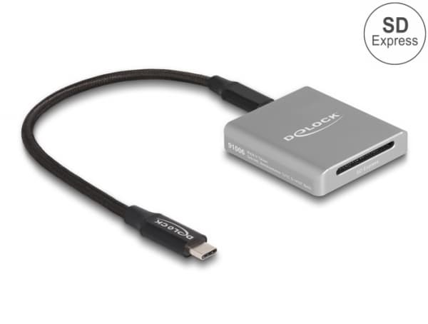 Delock - Kortinlukija (SD, SDHC, SDXC, SDHC UHS-I, SDXC UHS-I, SDHC UHS-II, SDHC UHS-II, SD Express) - USB-C 3.2 Gen 2