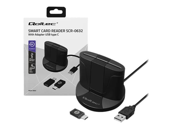 Qoltec SCR-0632 - SMART-kortläsare - USB 2.0 - svart