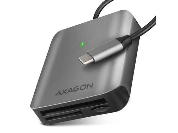 Axagon CRE-S3C, MMC, MMC Mobile, MicroSD (TransFlash), MicroSDHC, MicroSDXC, MiniSD, MiniSDHC, RS-MMC, SD, SDHC,..., Grå, 312 Mbit/s, Alumiini, Windo