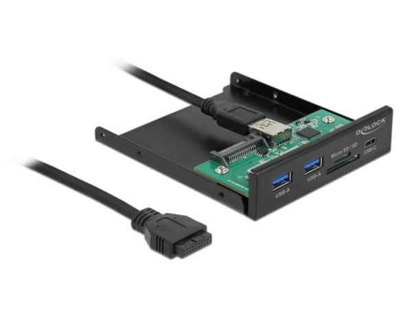 Delock - Kortläsare - 3,5" (MMC, SD, miniSD, RS-MMC, TransFlash, MMCmobile, microSD, MMCmicro, SDHC, miniSDHC, microSDHC, SDXC, MMC II) - USB 3.2 Gen