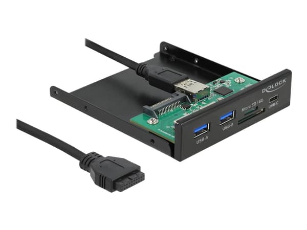 Delock - Kortläsare - 3,5" (MMC, SD, miniSD, RS-MMC, TransFlash, MMCmobile, microSD, MMCmicro, SDHC, miniSDHC, microSDHC, SDXC, MMC II) - USB 3.2 Gen