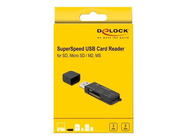 Delock - Kortläsare (MS PRO, SD, MS Duo, MS PRO Duo, miniSD, RS-MMC, microSD, SDHC, miniSDHC, MS Micro, microSDHC, MS PRO-HG Duo, SDXC, microSDXC, mi