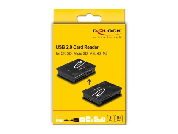 Delock - Kortläsare (MMC, SD, xD, microSD, MS Micro, CFast Card) - USB 2.0