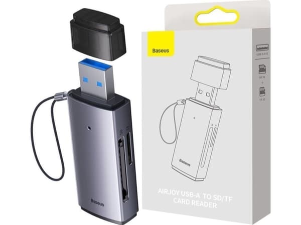 Baseus Lite -sarjan SD/TF-muistikortinlukija, USB (harmaa)