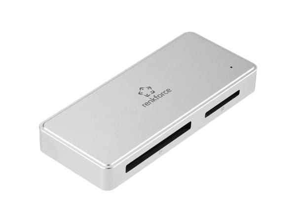 Renkforce RF-PCR-400 Ulkoinen muistikortinlukija/hub USB-C® 5Gbps, USB-A Hopea