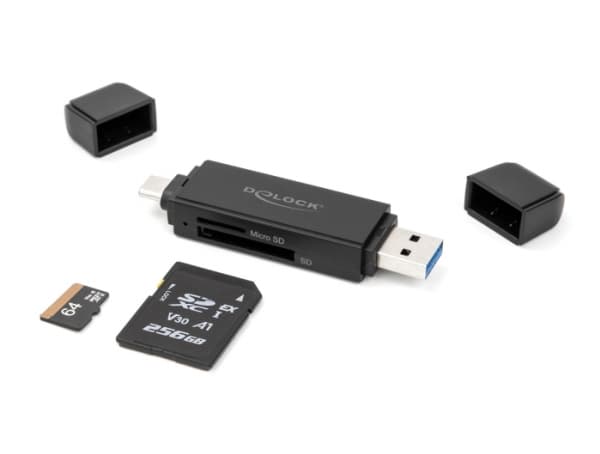 Delock - Kortläsare (SD, miniSD, RS-MMC, TransFlash, MMCmobile, microSD, MMCplus, MMCmicro, microSDHC, SDXC, microSDXC, MMC II, TurboSD, Turbo miniSD