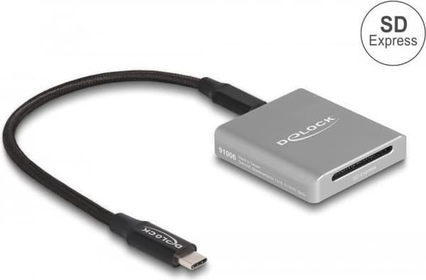 Delock - Kortläsare (SD, SDHC, SDXC, SDHC UHS-I, SDXC UHS-I, SDHC UHS-II, SDXC UHS-II, SD Express) - USB-C 3.2 Gen 2 (91006)