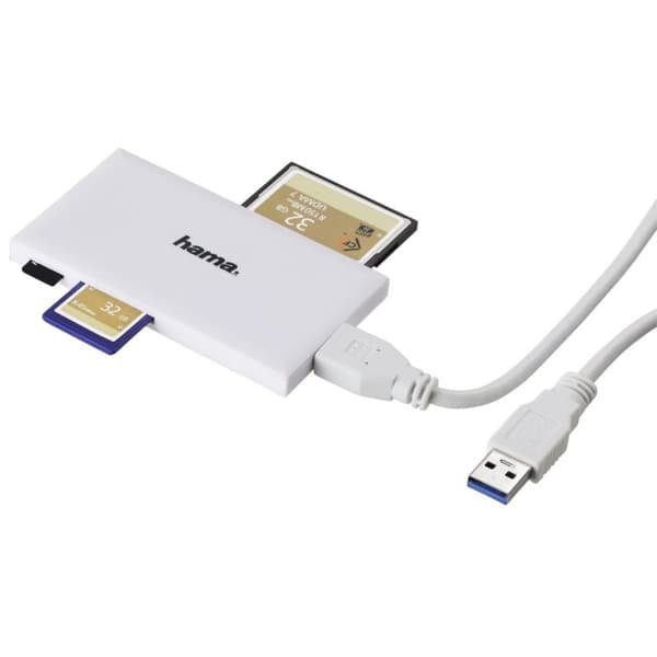 Hama USB 3.0 multikortlæser, SD/microSD/CF, hvid
