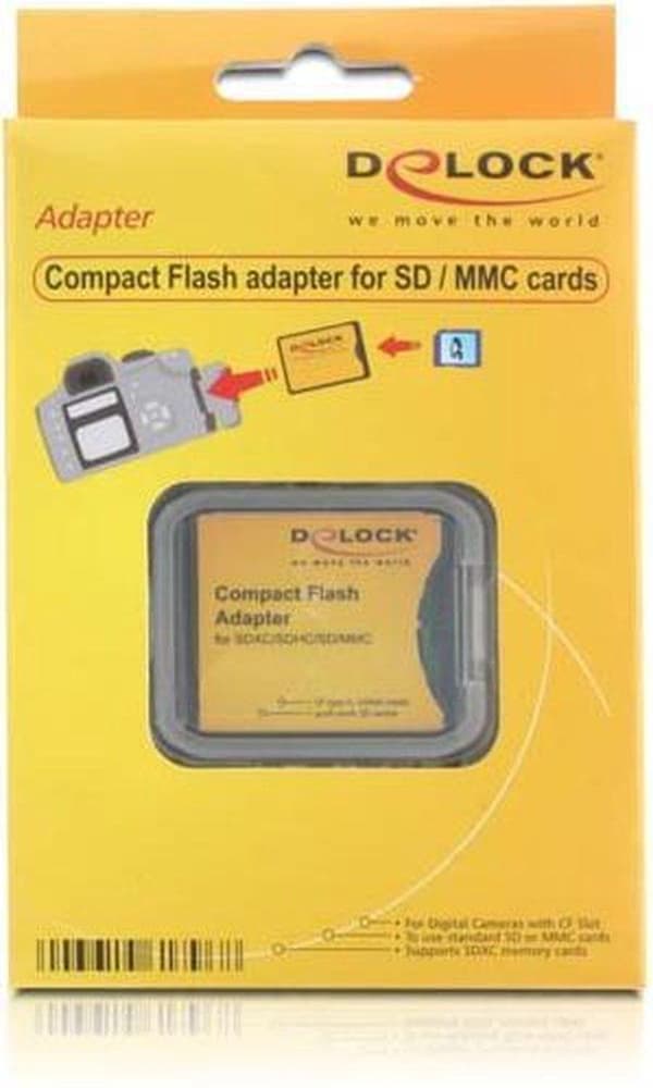 DeLOCK Compact Flash -sovitin SD-muistikorteille - CF tyyppi II