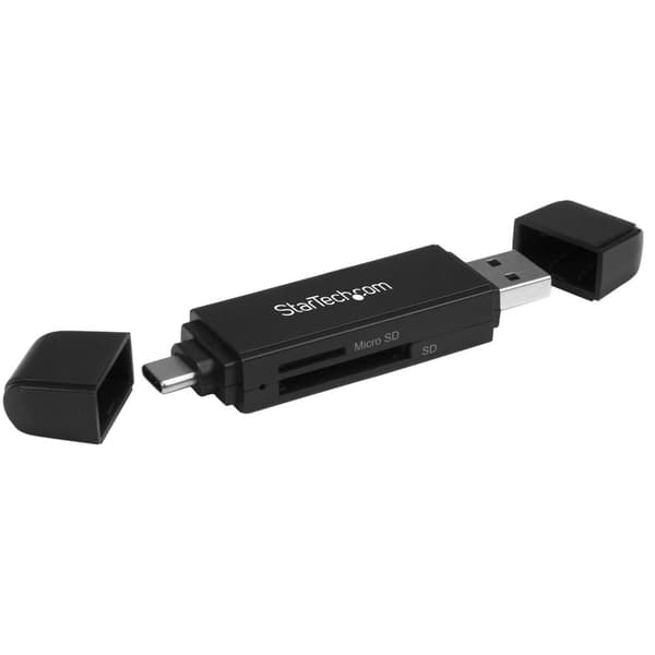 StarTech.com USB 3.0-kortläsare för SD- och microSD-kort - USB-C och USB-A - Bärbar USB SD- och microSD-kortläsare