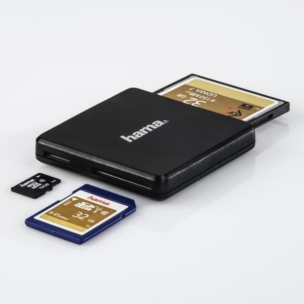 Hama USB 3.0 flerkortsläsare, SD/microSD/CF, svart