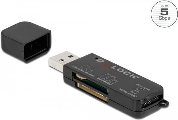 Delock - Kortläsare (MS PRO, SD, MS Duo, MS PRO Duo, miniSD, RS-MMC, microSD, SDHC, miniSDHC, MS Micro, microSDHC, MS PRO-HG Duo, SDXC, microSDXC, min