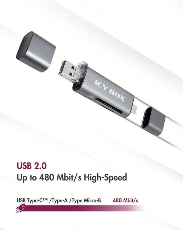 ICY BOX IB-CR200-C minneskortläsare USB 2.0 Antracit