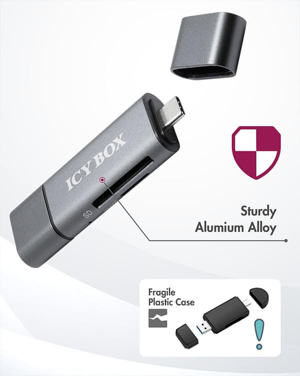ICY BOX IB-CR200-C minneskortläsare USB 2.0 Antracit