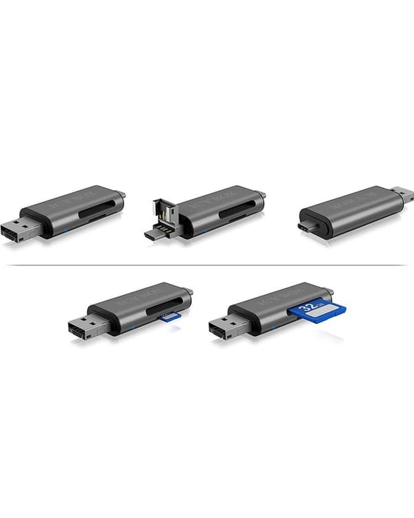 ICY BOX IB-CR200-C minneskortläsare USB 2.0 Antracit