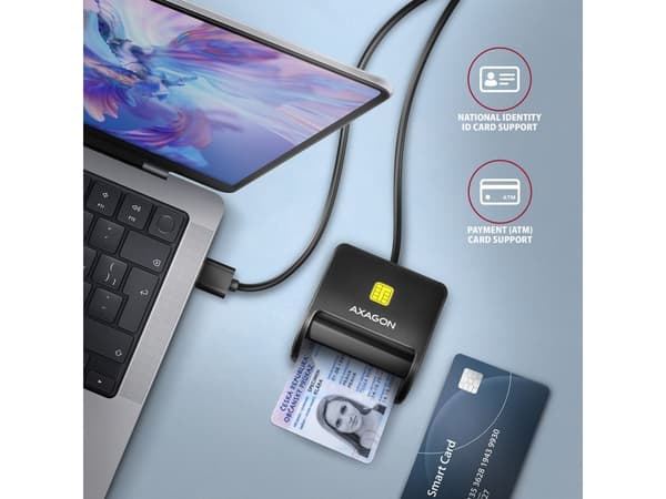 AXAGON CRE-SM3SD USB Smart Card &amp; SD/microSD/SIM-kortin tasolukija