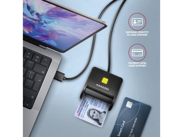 AXAGON CRE-SM3N reader Smart card USB 1.3m cable