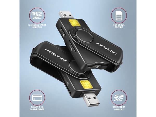 CRE-SMP2A ID &amp; SD/microSD/SIM-kortti PocketReader USB