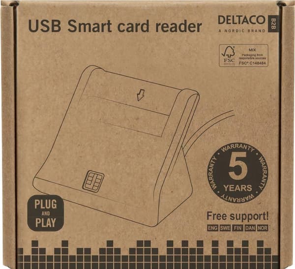 DELTACO UCR-156 Smart card reader, USB, black