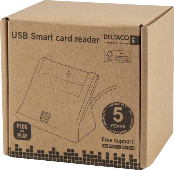 DELTACO UCR-156 Smart card reader, USB, black