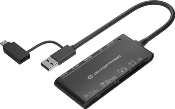 CONCEPTRONIC kortinlukija USB3.0+/C SD,MicroSD,MMC,M2,CF sw