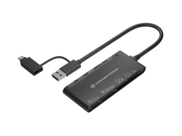 CONCEPTRONIC kortinlukija USB3.0+/C SD,MicroSD,MMC,M2,CF sw