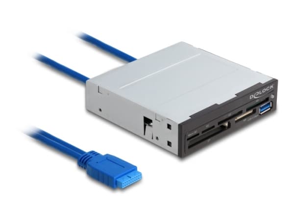 DeLOCK 91759, CF, CF-tyyppi II, MMC, MMC Mobile, MMC+, MMCmicro, MS Micro (M2), MS PRO, MS PRO Duo, MS Pro-HG,..., Musta, Harmaa, 3.5", 5000 Mbit/s,