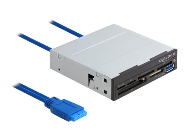 DeLOCK 91759, CF, CF-tyyppi II, MMC, MMC Mobile, MMC+, MMCmicro, MS Micro (M2), MS PRO, MS PRO Duo, MS Pro-HG,..., Musta, Harmaa, 3.5", 5000 Mbit/s,