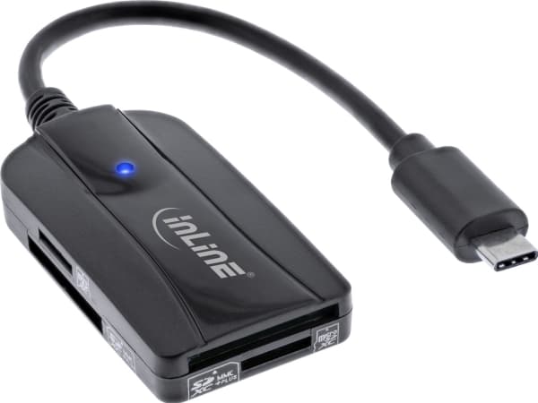InLine 66772C, HC MMC+, MMC, MMC+, MicroSD (TransFlash), MicroSDHC, MicroSDXC, SD, SDHC, SDXC, Svart, 5000 Mbit/s, USB 3.2 Gen 1 (3.1 Gen 1) Type-C,
