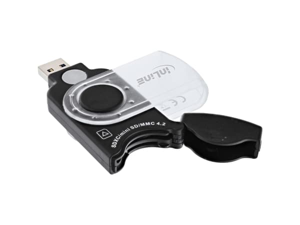 InLine 66772I, MMC, MMC Mobile, MMC+, MMCmicro, MicroSD (TransFlash), MicroSDHC, MicroSDXC, MiniSD, MiniSDHC,..., Svart, 5000 Mbps, USB 3.2 Gen 1 (3.