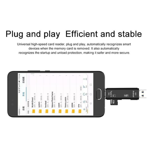 5 i 1 multifunktions Micro USB Type-C TF-kortlæser OTG-adapter