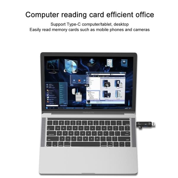 5 i 1 multifunktions Micro USB Type-C TF-kortlæser OTG-adapter