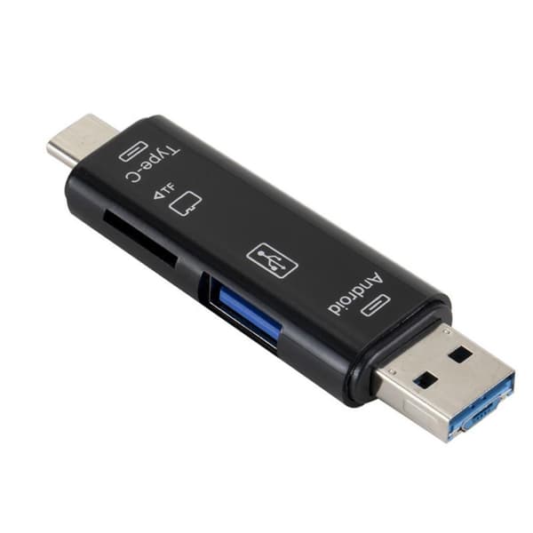 Minnekortleser 5 i 1 Micro USB USB-C TF kortleser OTG-adapter
