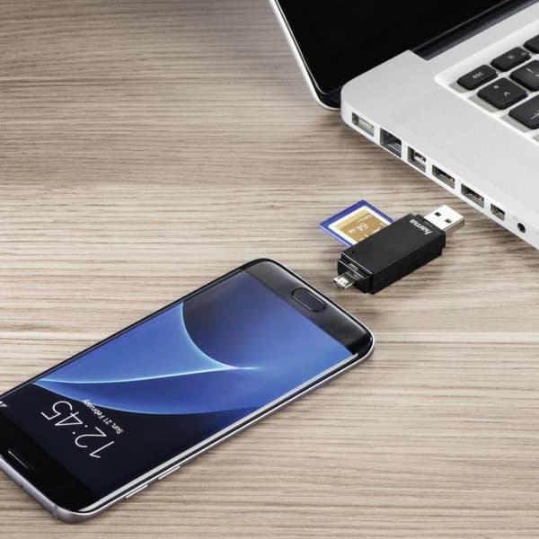 Hama Basic minneskortläsare USB 2.0/Micro-USB Svart